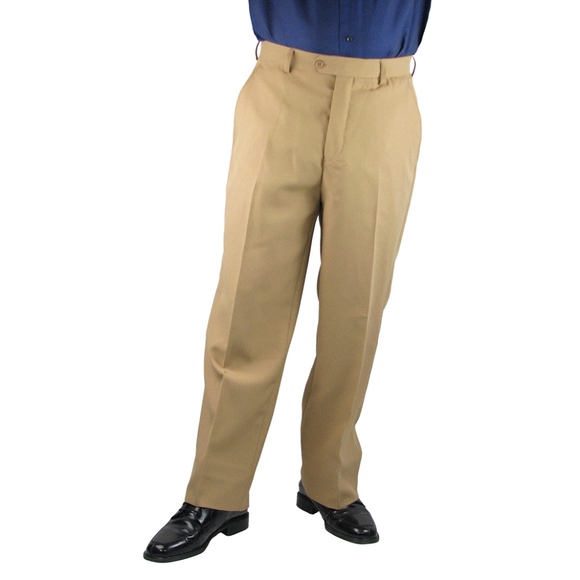 Men's Classic Fit Flat Front Dress Pants-Khaki - Picture 1 of 4
